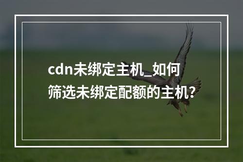 cdn未绑定主机_如何筛选未绑定配额的主机?