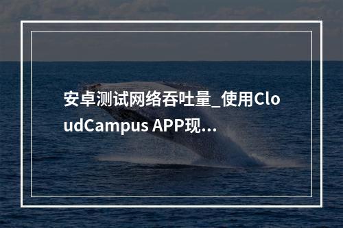 安卓测试网络吞吐量_使用CloudCampus APP现场验收(安卓版)