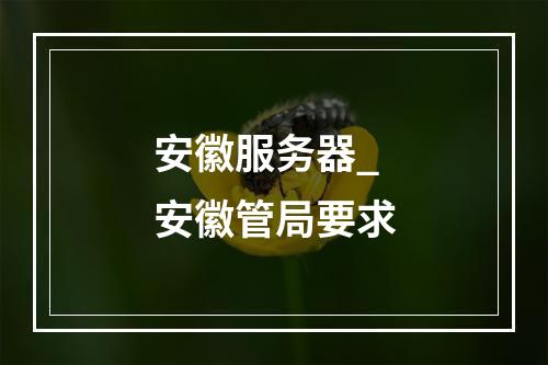 安徽服务器_安徽管局要求