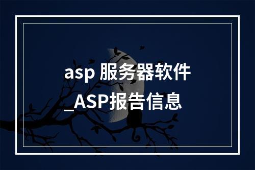 asp 服务器软件_ASP报告信息