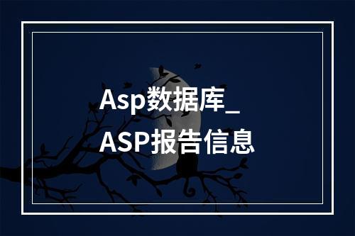 Asp数据库_ASP报告信息