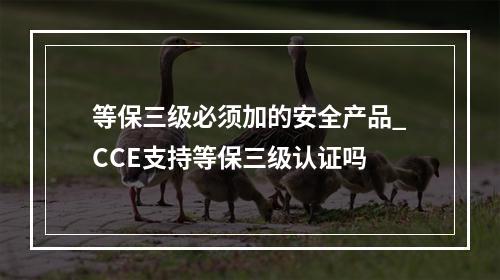 等保三级必须加的安全产品_CCE支持等保三级认证吗