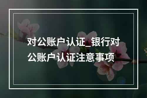 对公账户认证_银行对公账户认证注意事项