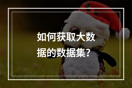 如何获取大数据的数据集?