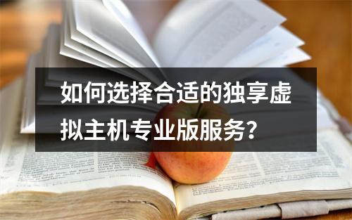 如何选择合适的独享虚拟主机专业版服务?