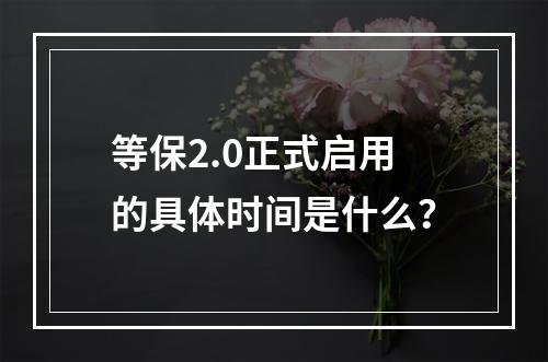 等保2.0正式启用的具体时间是什么?