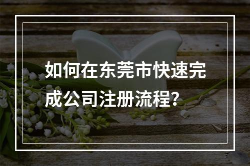 如何在东莞市快速完成公司注册流程?