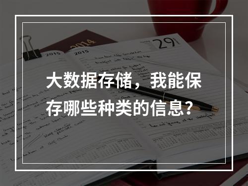 大数据存储,我能保存哪些种类的信息?