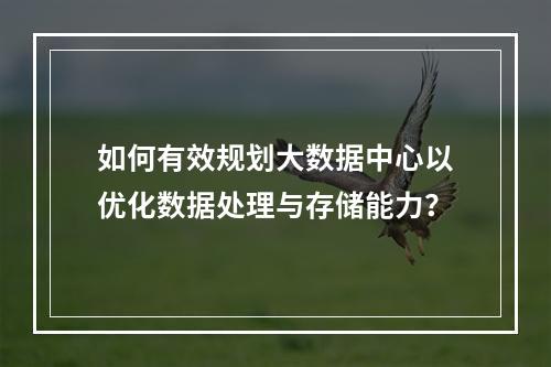 如何有效规划大数据中心以优化数据处理与存储能力?