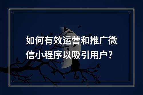 如何有效运营和推广微信小程序以吸引用户?