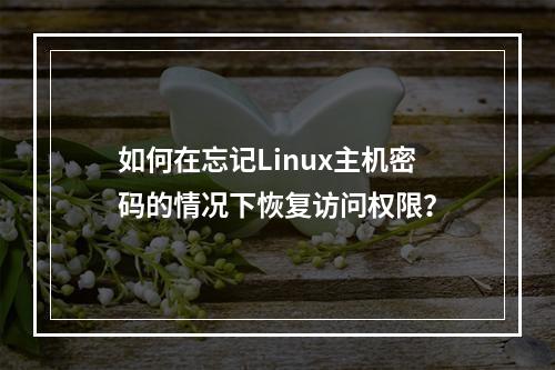 如何在忘记Linux主机密码的情况下恢复访问权限?