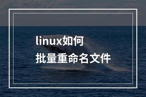 linux如何批量重命名文件