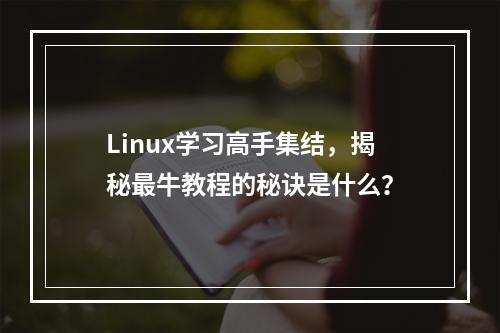 Linux学习高手集结,揭秘最牛教程的秘诀是什么?