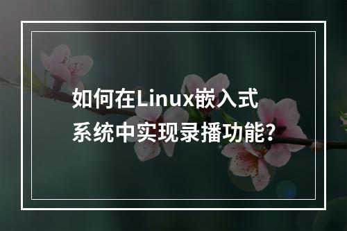 如何在Linux嵌入式系统中实现录播功能?