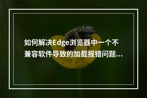 如何解决Edge浏览器中一个不兼容软件导致的加载报错问题?