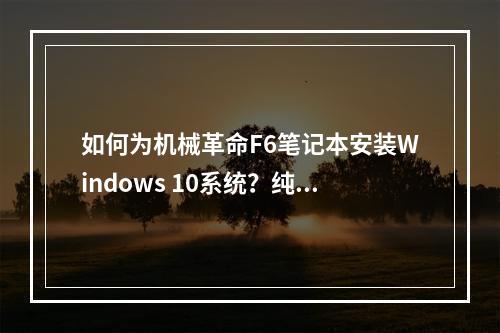 如何为机械革命F6笔记本安装Windows 10系统?纯净之家提供详细教程!