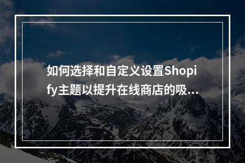 如何选择和自定义设置Shopify主题以提升在线商店的吸引力?