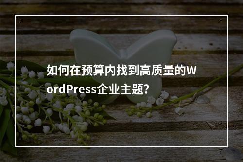 如何在预算内找到高质量的WordPress企业主题?