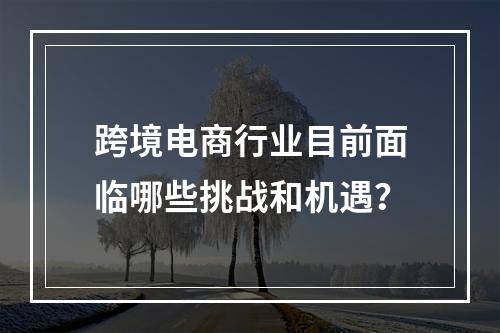 跨境电商行业目前面临哪些挑战和机遇?