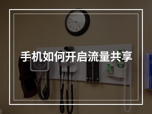 手机如何开启流量共享