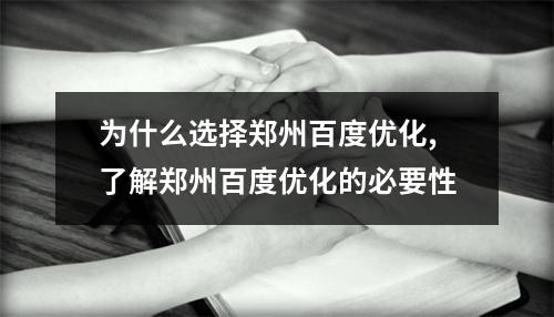 为什么选择郑州百度优化,了解郑州百度优化的必要性