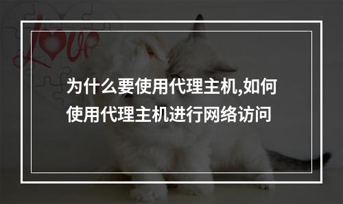 为什么要使用代理主机,如何使用代理主机进行网络访问