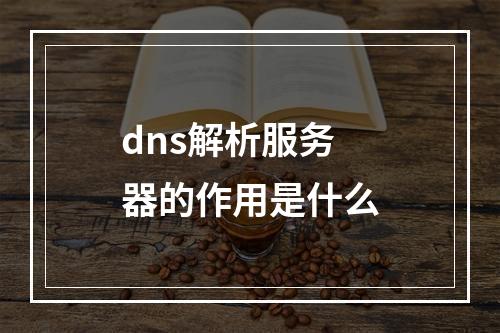 dns解析服务器的作用是什么