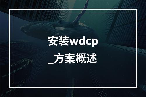 安装wdcp_方案概述