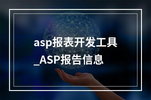 asp报表开发工具_ASP报告信息