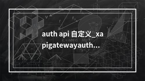 auth api 自定义_xapigatewayauthtype
