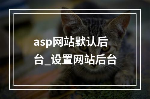 asp网站默认后台_设置网站后台