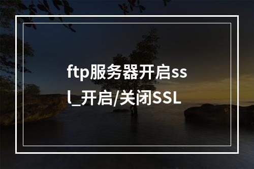 ftp服务器开启ssl_开启/关闭SSL