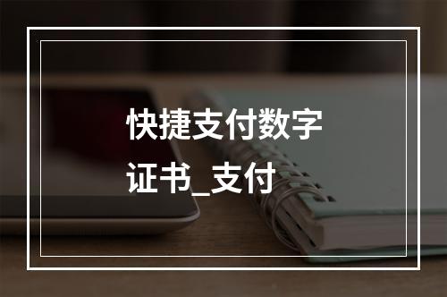 快捷支付数字证书_支付