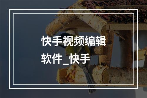 快手视频编辑软件_快手