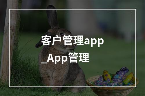 客户管理app_App管理