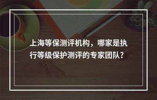 上海等保测评机构,哪家是执行等级保护测评的专家团队?
