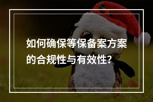如何确保等保备案方案的合规性与有效性?