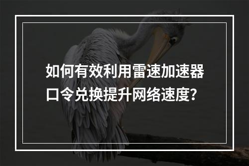 如何有效利用雷速加速器口令兑换提升网络速度?