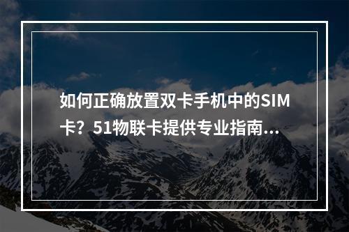 如何正确放置双卡手机中的SIM卡?51物联卡提供专业指南!