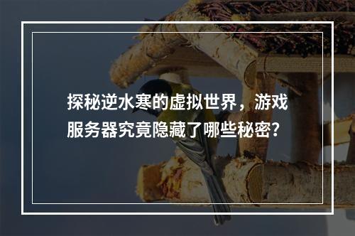 探秘逆水寒的虚拟世界,游戏服务器究竟隐藏了哪些秘密?