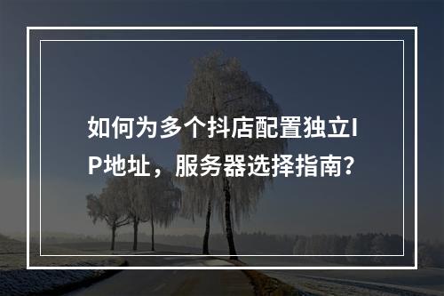 如何为多个抖店配置独立IP地址,服务器选择指南?