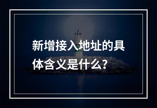 新增接入地址的具体含义是什么?