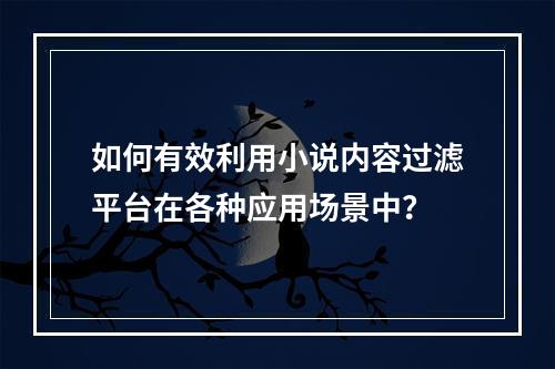 如何有效利用小说内容过滤平台在各种应用场景中?