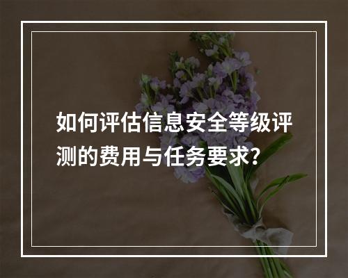 如何评估信息安全等级评测的费用与任务要求?