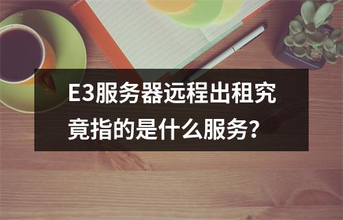 E3服务器远程出租究竟指的是什么服务?