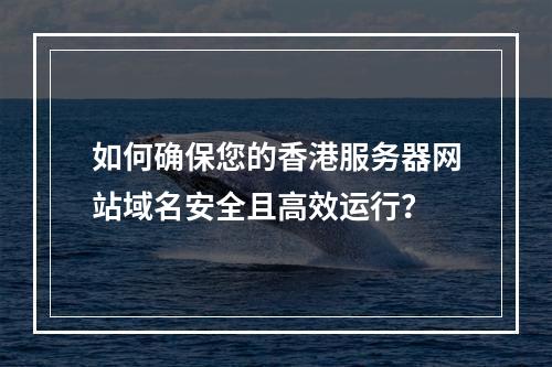 如何确保您的香港服务器网站域名安全且高效运行?