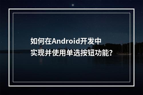 如何在Android开发中实现并使用单选按钮功能?