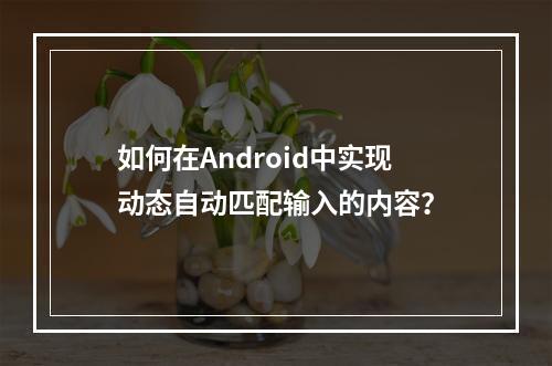 如何在Android中实现动态自动匹配输入的内容?
