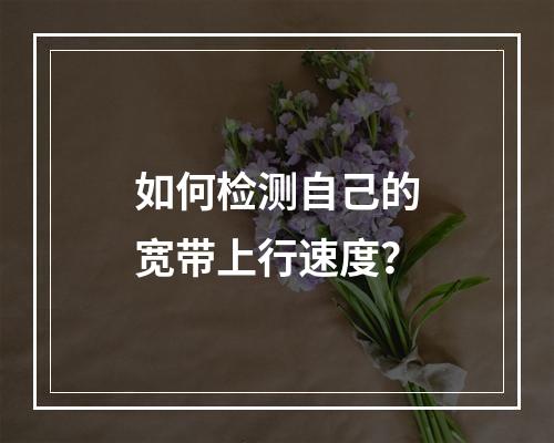 如何检测自己的宽带上行速度?