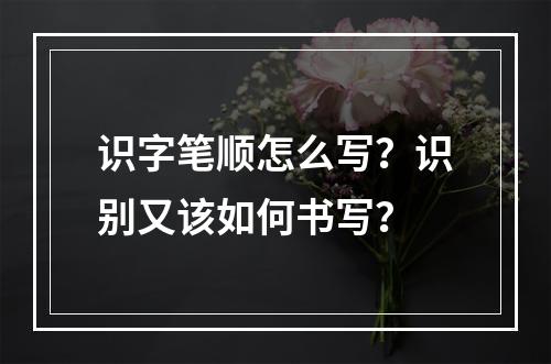 识字笔顺怎么写?识别又该如何书写?